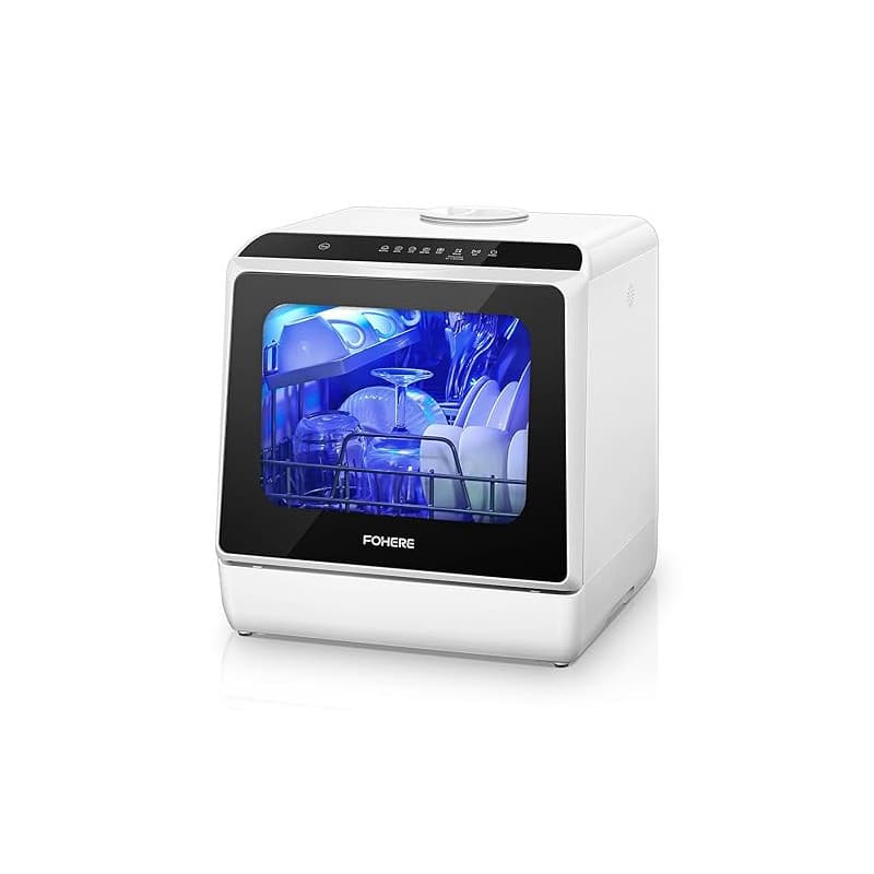 Mini Lave Vaisselle, 6h Différé de Lavage, 5+1 Programmes, Réservoir d'Eau de 5L, Contrôle Tactile et Écran LED, Petit Lave Vais