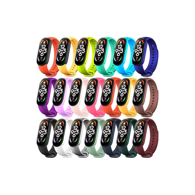 BANGTING 20 Couleurs Bracelets Compatible avec Xiaomi Mi Band 7 / 6 / 5 / Amazfit Band 5, Bracelet de Remplacement