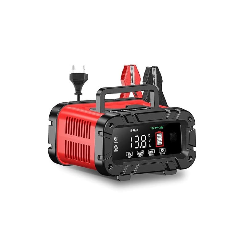 20A Chargeur de Batterie Voiture 12V/24V Auto Intelligent avec Écran LCD pour Voiture Moto Camion, LiFePO4, AGM, Gel, Wet