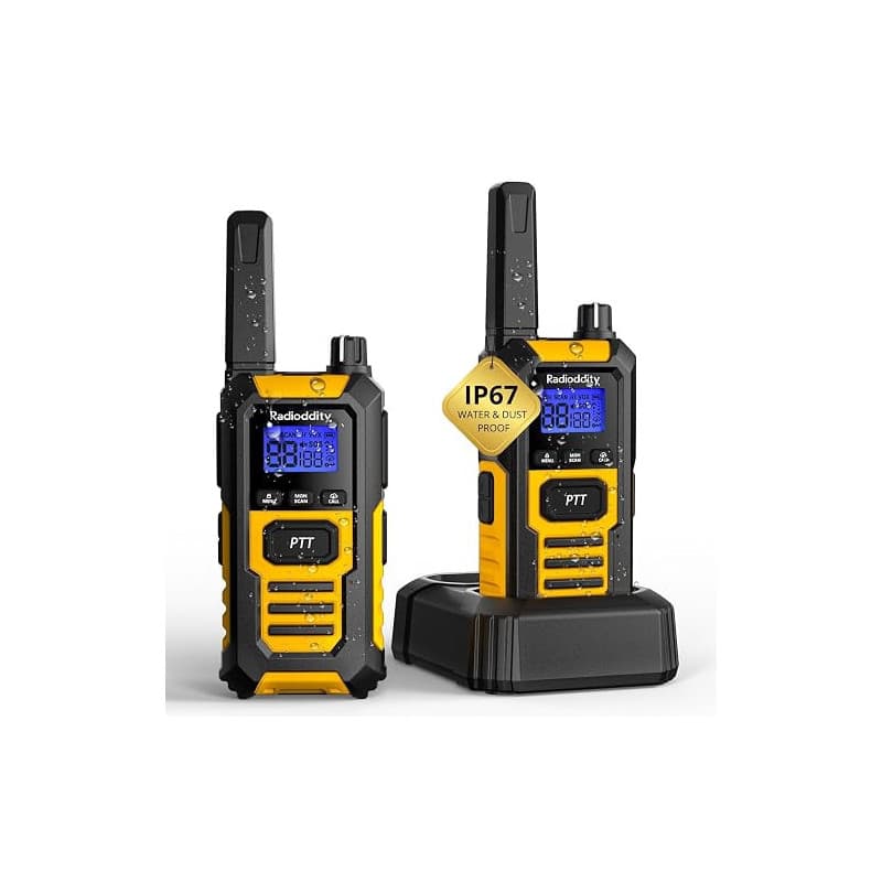 Radioddity HD-1 Talkie-Walkie IP67 étanche, Ensemble PMR Radios Robustes Longue portée, résistant à la poussière et aux Chocs, A