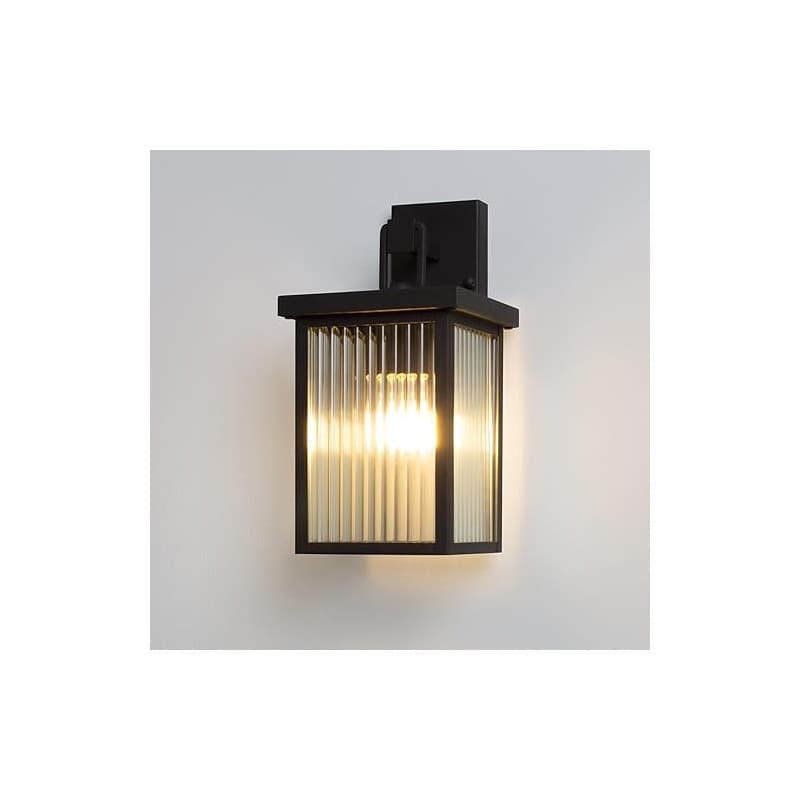 DAWALIGHT Applique Murale Exterieur Lanterne en Verre Nervure avec Douille E27 Lampe Rectangle Éclairage d'extérieur pour Jardin