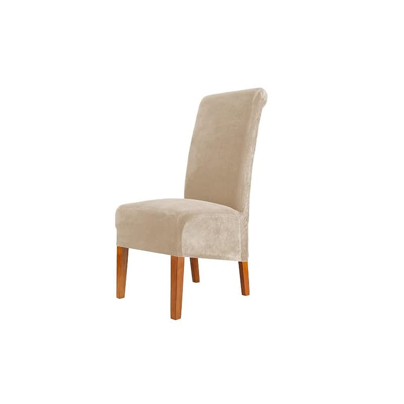 CMAKER Lot de 6 housses de chaise de salle à manger en velours extensible avec dossier haut en élasthanne élastique lavable amov