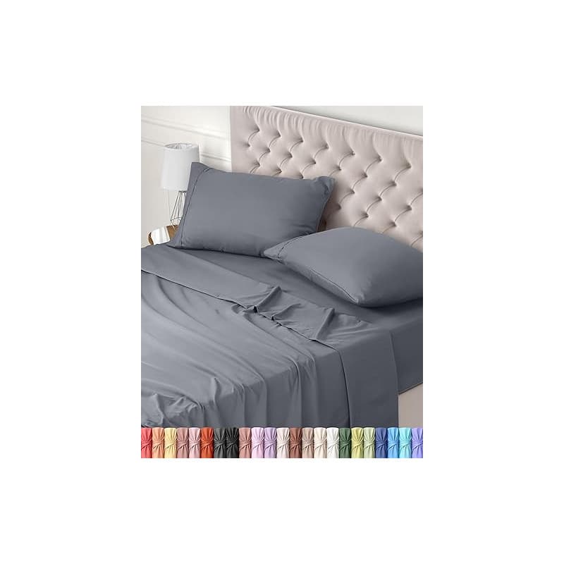 Utopia Bedding Parure de Lit 120x190, Draps de Lit 2 Personnes, Ensemble de Draps 4 Pièces, Polyester Microfibre, 1 Drap Housse