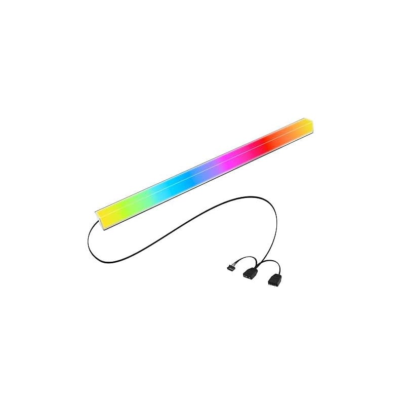 ELFJMZP Bande ARGB de 24 LED avec adhérence magnétique, 5 V 4 broches adressable en aluminium noir + étui de diffusion de la lum