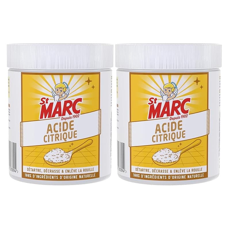 St Marc Acide Citrique Nettoyant menager 100% d'Origine Naturelle 500 g - Détartre, Décape & Enlève la rouille (lot de 2)