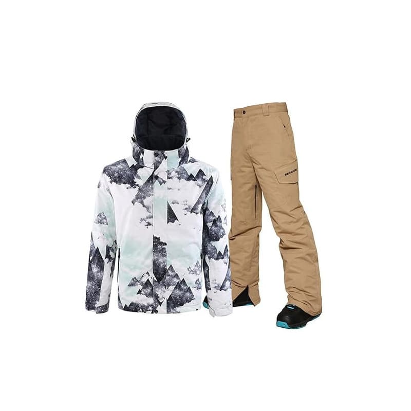 HOTIAN Ensemble Veste Et Pantalon De Ski Pour Homme ImperméAble Stare Al Caldo Coupe Vent Pour L'Hiver Et La Neige