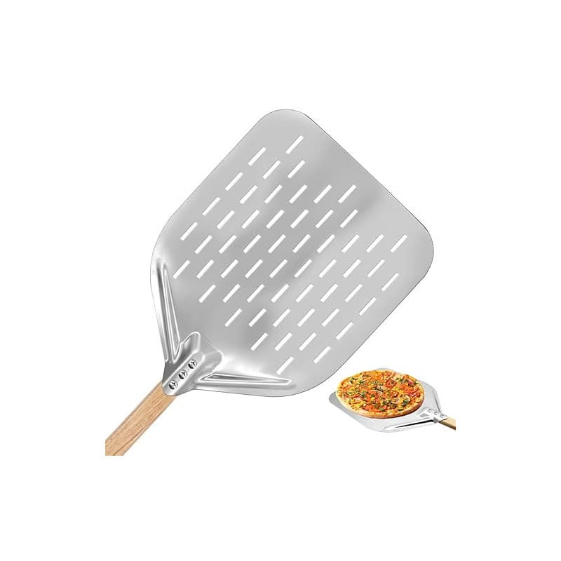 WYYFXY® Pelle À Pizza Perforée Grande Pelle A Pizza 30 cm × 40 cm Spatule Pizza Avec Poignée En Bois Amovible De 38 cm, Glisse F