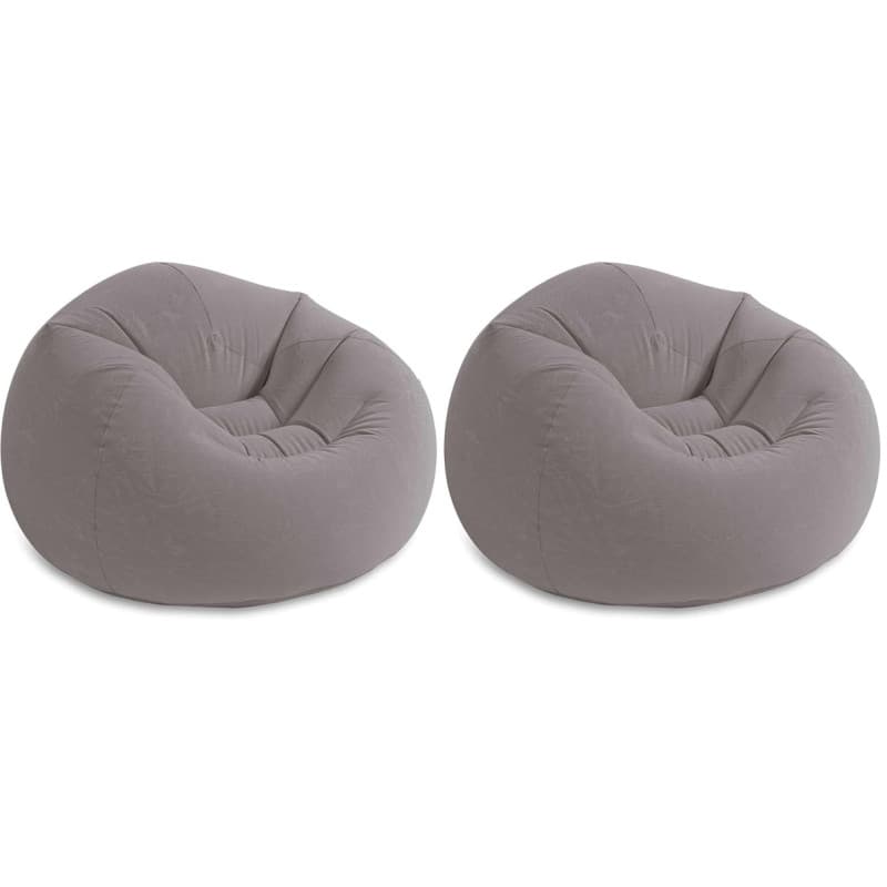 Intex Fauteuil Gonflable Beanless Bag - Pouf - 114 x 114 x 71 cm, Gris (Lot de 2)