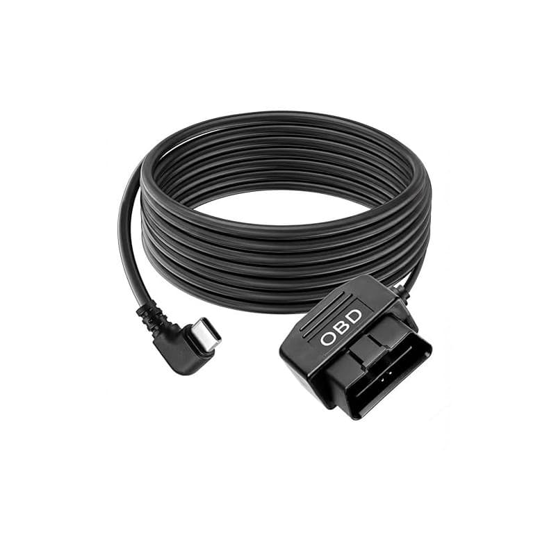 JCSJK 3.5m Câble D'alimentation OBD pour Dashcam, 12-24V à 5V3A Type C OBD Caméra Embarquée Câble avec Bouton, 24 Heures Surveil