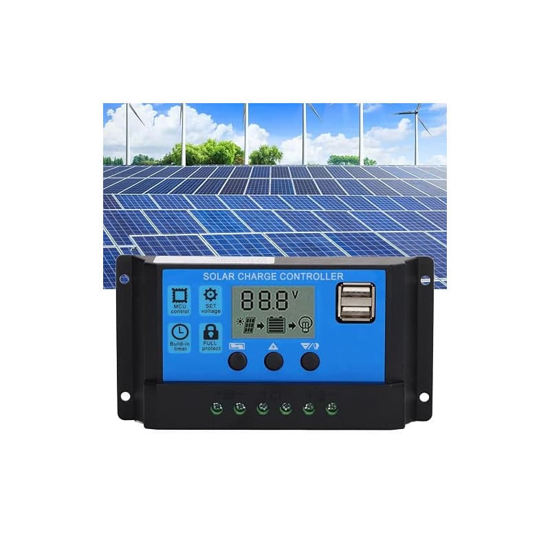 Contrôleur de Charge Solaire MPPT 100A 12V/24V Régulateur Intelligent avec Écran LCD Bluetooth et Paramètre Automatique pour Sys