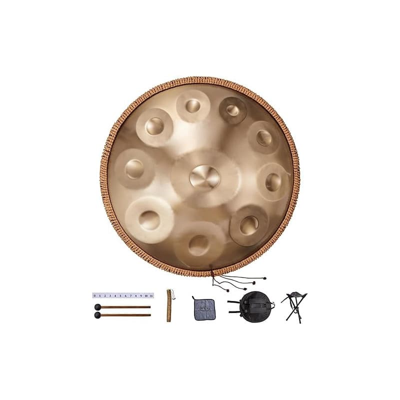 VEVOR Tambour à main, 550 mm et 10 notes, instrument à tambour handpan en ré mineur, avec maillets, support 432 Hz et sac de tra