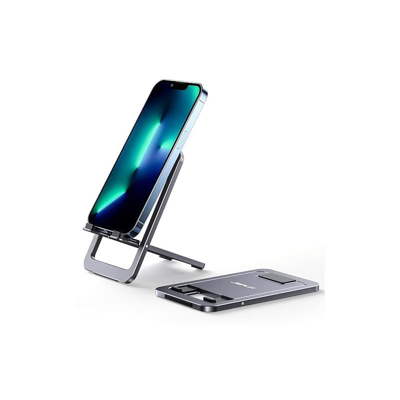 JSAUX Support Téléphone Portable, Support Pliable en Aluminium Ajustable Porte Smartphone Voyage Accessoires Bureau Compatible a