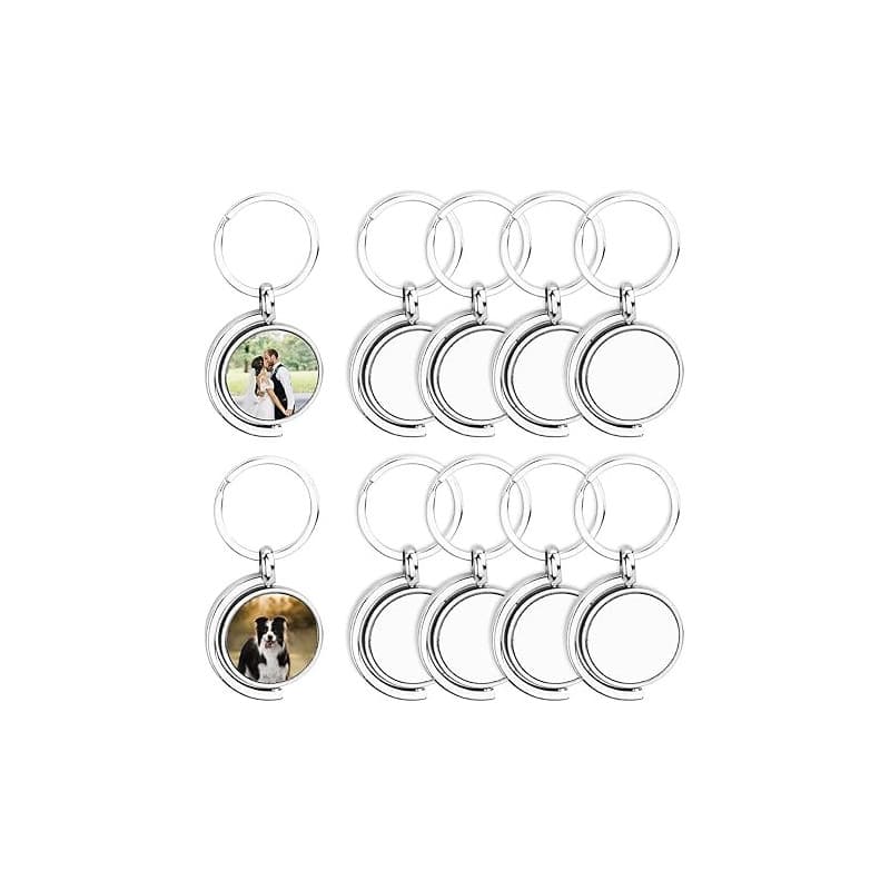 Diakey Lot de 10 porte-clés vierges en métal par sublimation - Rotation à 360° - Double face - Transfert de chaleur - Porte-clés