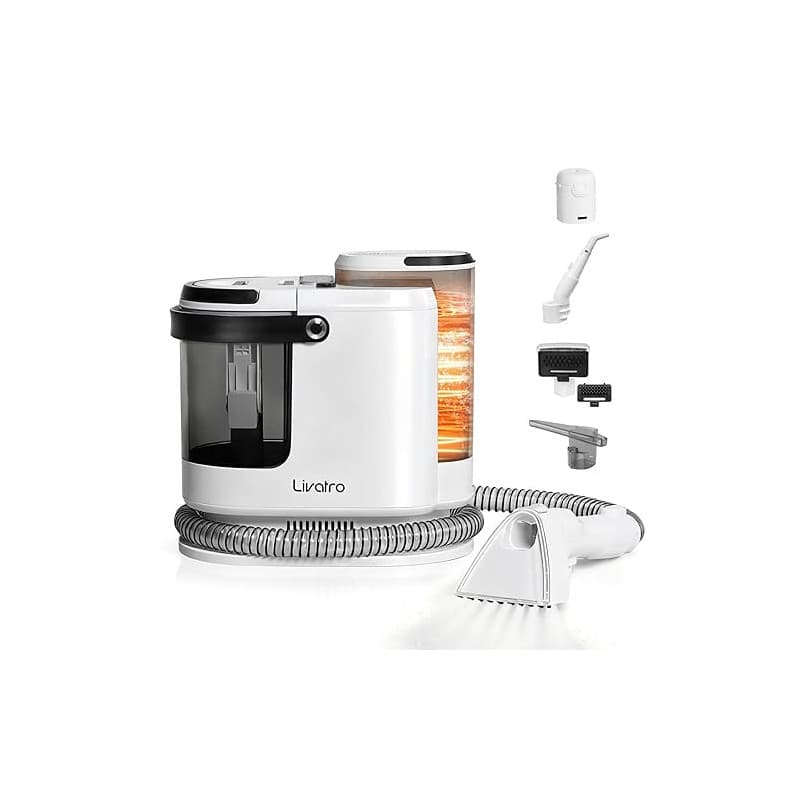 Livatro Shampouineuse Canapé, 1700W Nettoyeur Canapé Tissu, 15KPa Nettoyeur Vapeur Pour Canapé, Double Réservoir 1,6 L + 1,2 L,