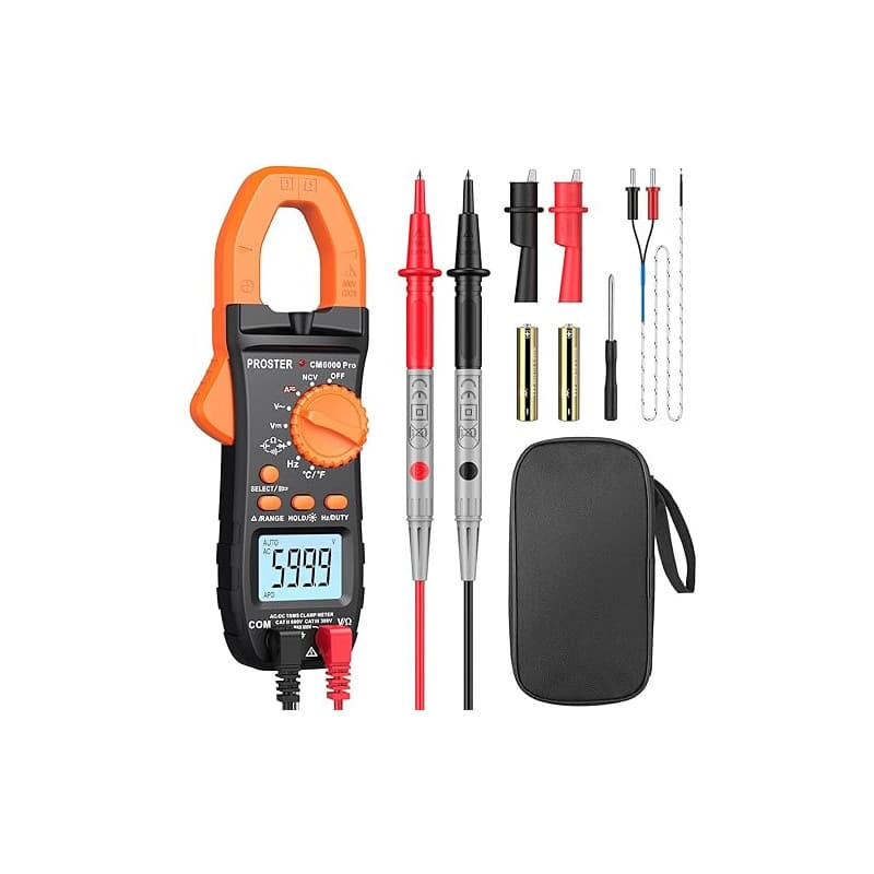 Proster 800A Pince Ampèremétrique Numérique Avancé NCV, 6000 Counts Multimètre Professionnel TRMS – Testeur Électrique de Couran