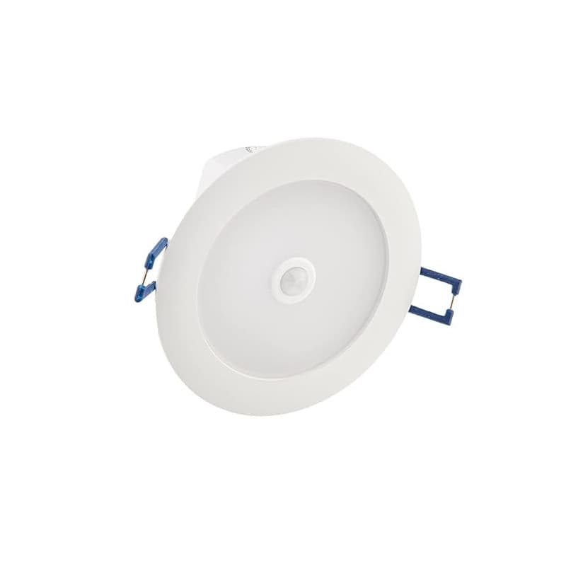 HUBER Downlight LED 6 W 900 lm Blanc Chaud avec Détecteur de Mouvement PIR - Spot Encastrable - 86 mm - IP20 - Intérieur - 3000
