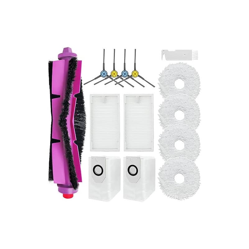 DianSung Accessoires pour Eureka J12 Ultra, pour Midea V12 robot aspirateur pièce de rechange, Brosses à rouleau, 4 Chiffon, 2 s