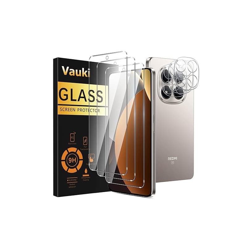 Vauki Verre Trempé pour Xiaom Redmi Note 15 Pro 5G Protection D'écran Film avec Caméra Arrière Protecteur,Dureté 9H Vitre écran,