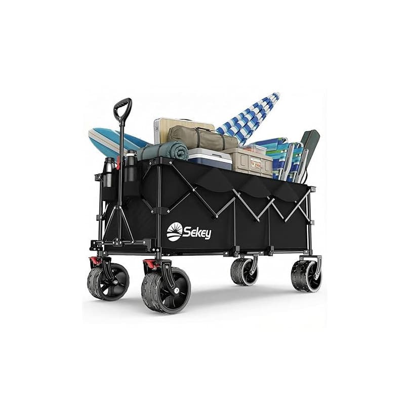 Sekey XXXL Chariot Pliable 300L 200KG, Modèle Allongé avec Roues Tout-Terrain 17x10 cm, Breveté Mécanisme 4-en-1 Dépliage Instan