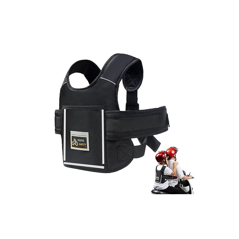 Ceinture de Sécurité Moto pour Enfants, Réglable Harnais Moto Enfant avec Bandes Réfléchissantes Harnais Sûreté pour Voiture Ele