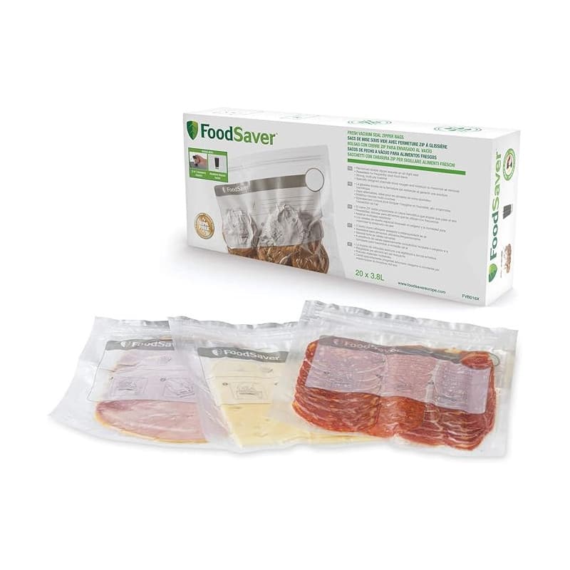 FoodSaver sacs de mise sous vide réutilisables avec fermeture zip à glissière | 3,8 l | Pour appareils de mise sous vide aliment