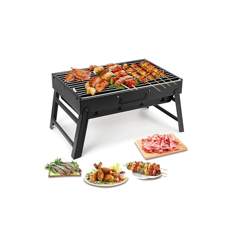 Uten Barbecue Portable Petit Barbecue à Charbon de Table Domestique Pliable Barbecue Grille Inox Barbecue Extérieur Camping Piqu