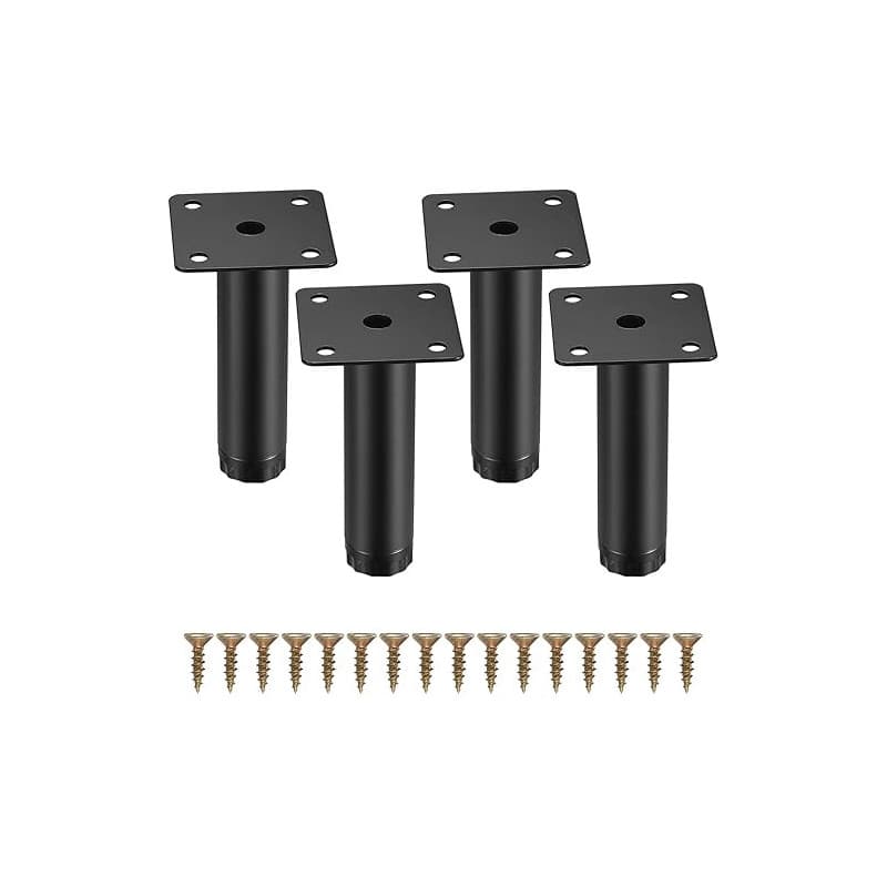 Fulushouxi 4 Pièces Pieds de Meuble, 10 cm/4 Pouces Pieds de Meubles Réglables, Pieds de Support en Fixation en Métal pour Meubl