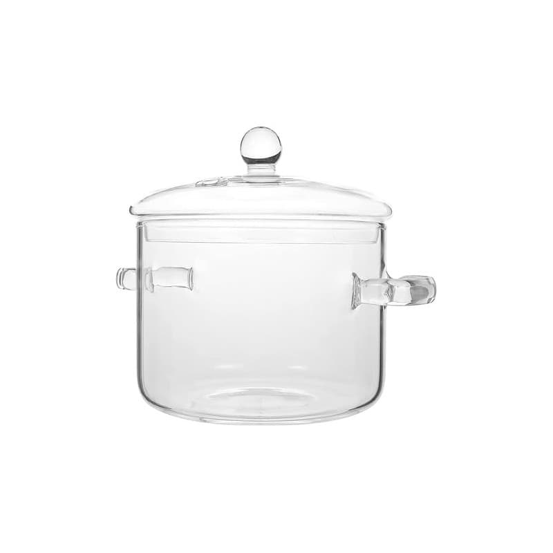 Qezodsx Casserole en Verre avec Couvercle, Marmite à Mijoter et Soupe Transparente, Haute Teneur en Borosilicate 1900 ML, Instal