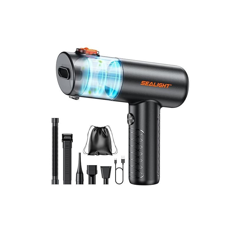 SEALIGHT Aspirateur à Main, 32000Pa Aspirateur Voiture sans Fil, Aspirateur de Voiture avec 400000 RPM Moteur sans Brosse, Vidag