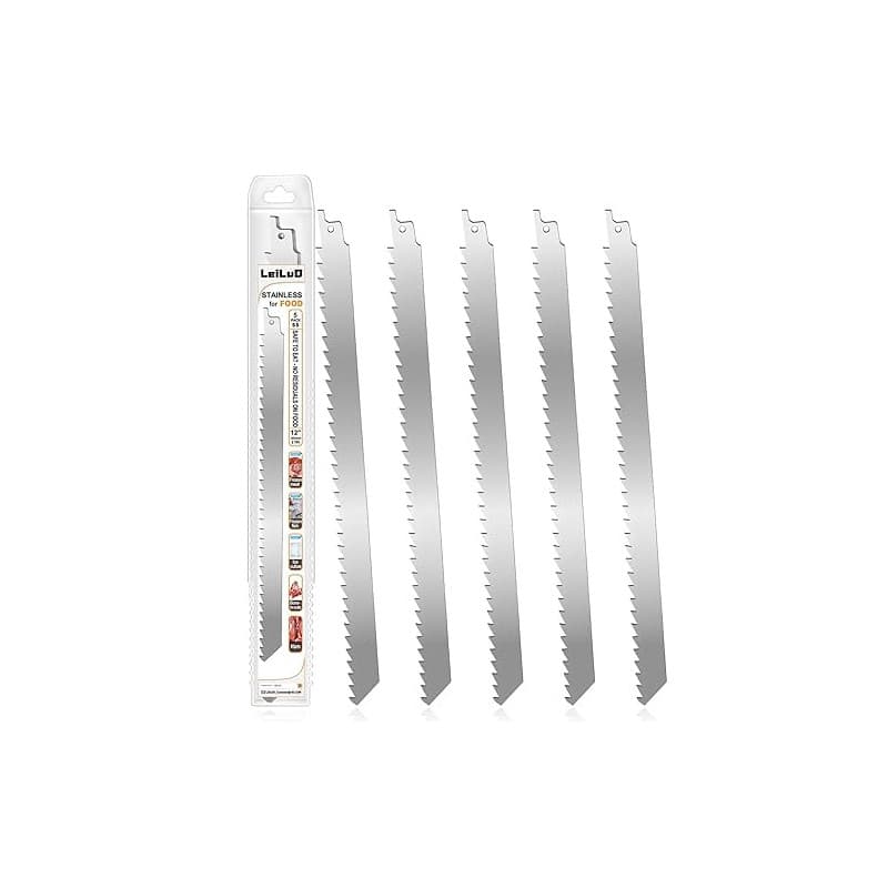 LEILUO lames de scie alternative pour couper les os de viande congelée de 12 pouces 5 lames de scie en acier inoxydable avec étu