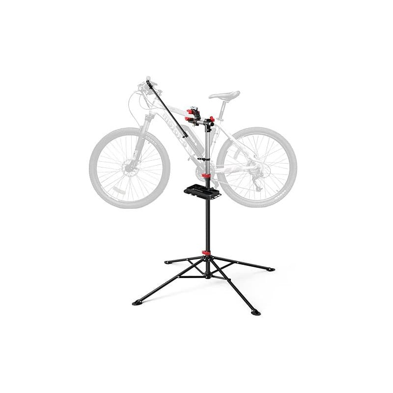 VOUNOT® Support de Réparation Vélo Pied d’Atelier Hauteur Réglable pince Rotative 360° avec Plateau à Outils Magnétique Pour tou