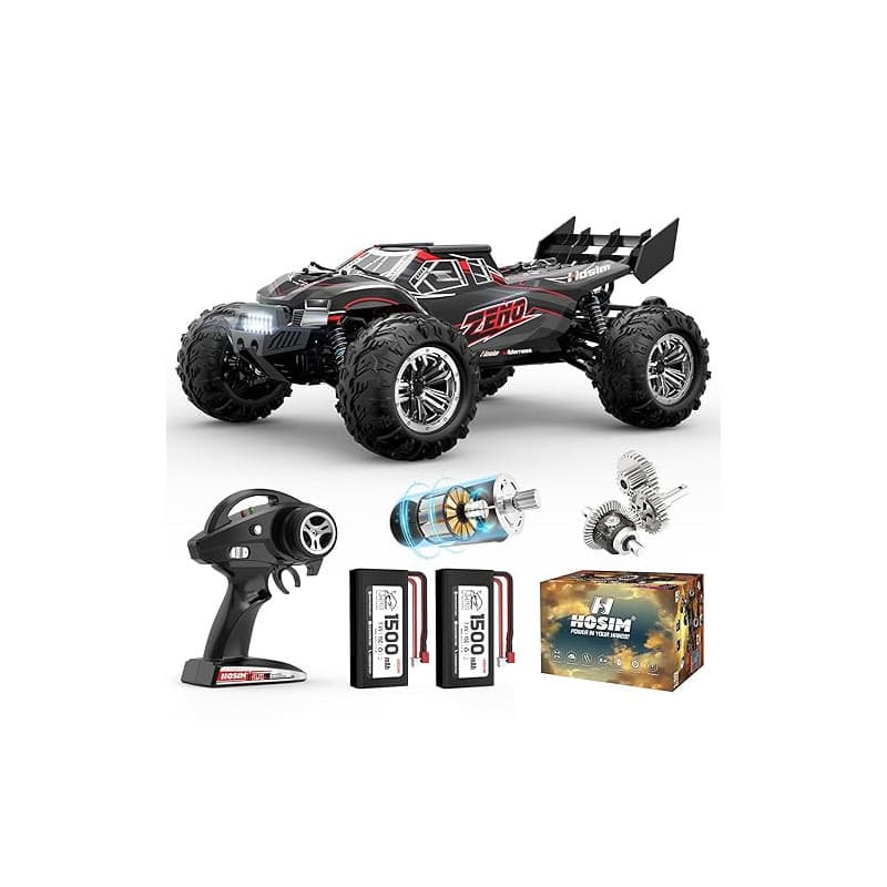 Hosim 1:10 Voiture télécommandée pour adultes, 48 + KM/H Buggy RC 4WD à haute vitesse avec 2 batteries 7,4 V 1500 mAh, voiture é