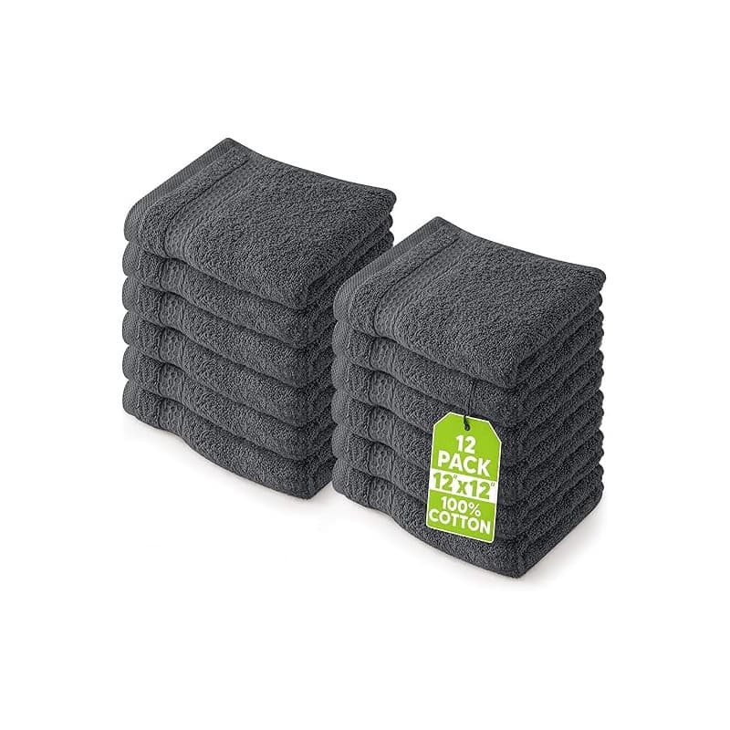 Utopia Towels - Lot de Serviettes de Toilette Premium (30 x 30 CM, Gris) 100% Coton, Gants de Toilette/Serviette de Visage, Très