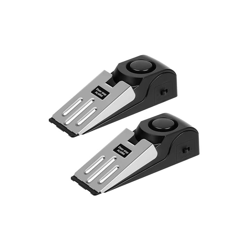 Flintronic Cale Bloque Porte avec Fonction Alarme, 2PCS Butée de Porte avec Alarme, Cale Porte avec Alarme 120 DB, Porte de Sécu