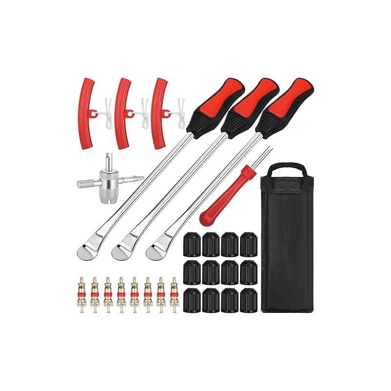 Zocipro 29 Pièces Demonte Pneu Moto, démonte Pneu Outil avec 3 Protections de Jantes, Outils de Démontage Pneus Durables pour Tr