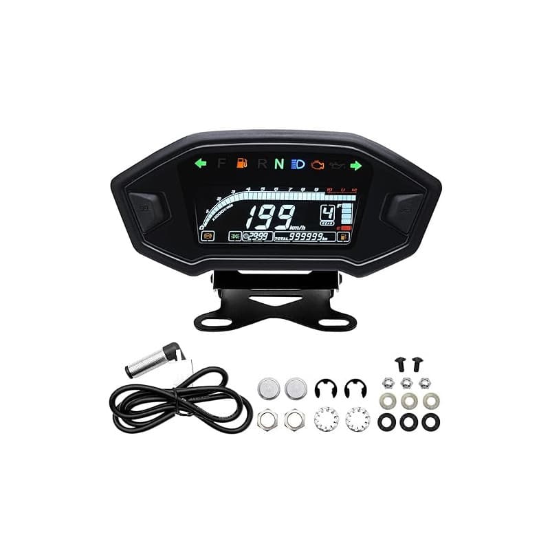 Geloo Tachymètre de moto 12000 tr/min avec support, rétroéclairage universel pour moto, étanche, jauge pour 1,2,4 cylindres