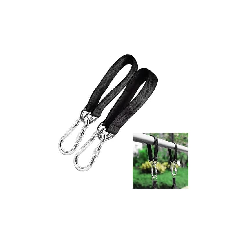 Batheidon Lot de 2 Sangles de Suspension en Nylon Résistant - Kit de Fixation pour Hamac et Balançoire, Accessoires en Acier Ino