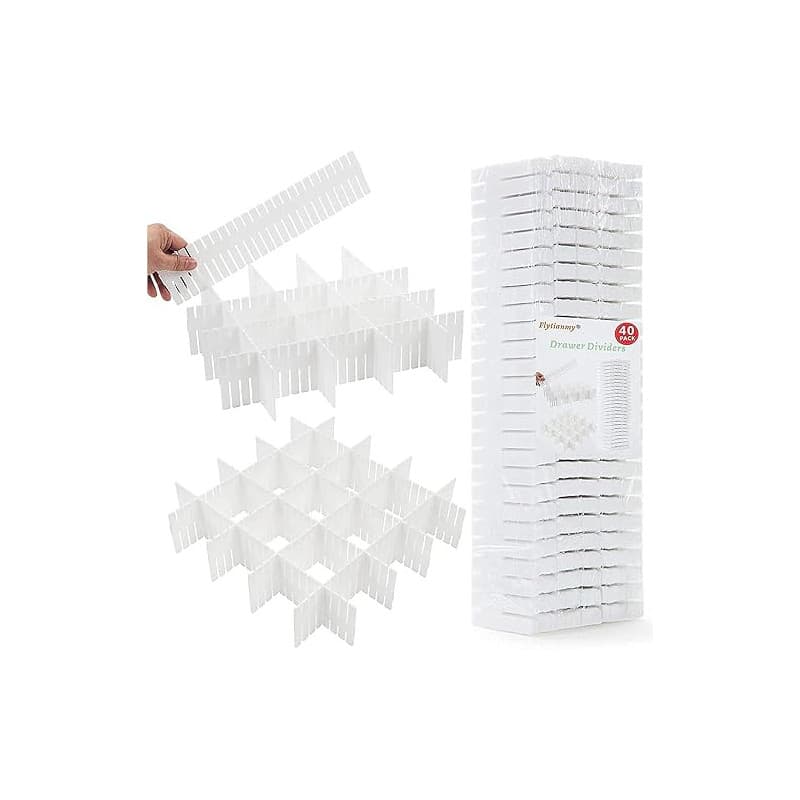 Flytianmy 40 Pcs Séparateurs de Tiroir, Organisateur de Tiroir Réglables pour sous-Vêtements, Chaussettes, Maquillage, Fournitur