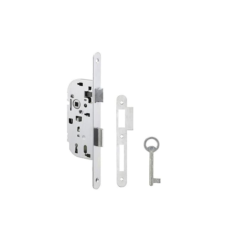 Metalux série 260 - Serrure à encastrer Réversible avec gâche et clé pour porte Porte de chambre Toilettes Bureau Salle de bain