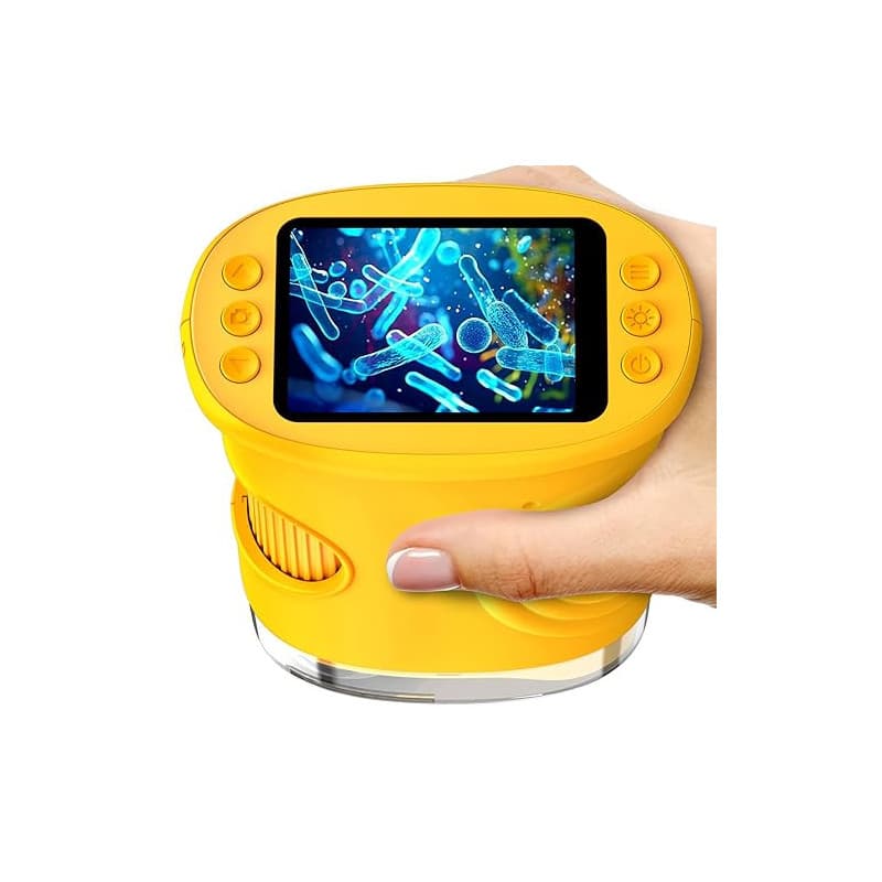 Microscope Numérique Portable pour Enfants avec Écran IPS 2.0 Pouces, Rechargeable, Stockage de Photos Intégré, 200X Mini Scope