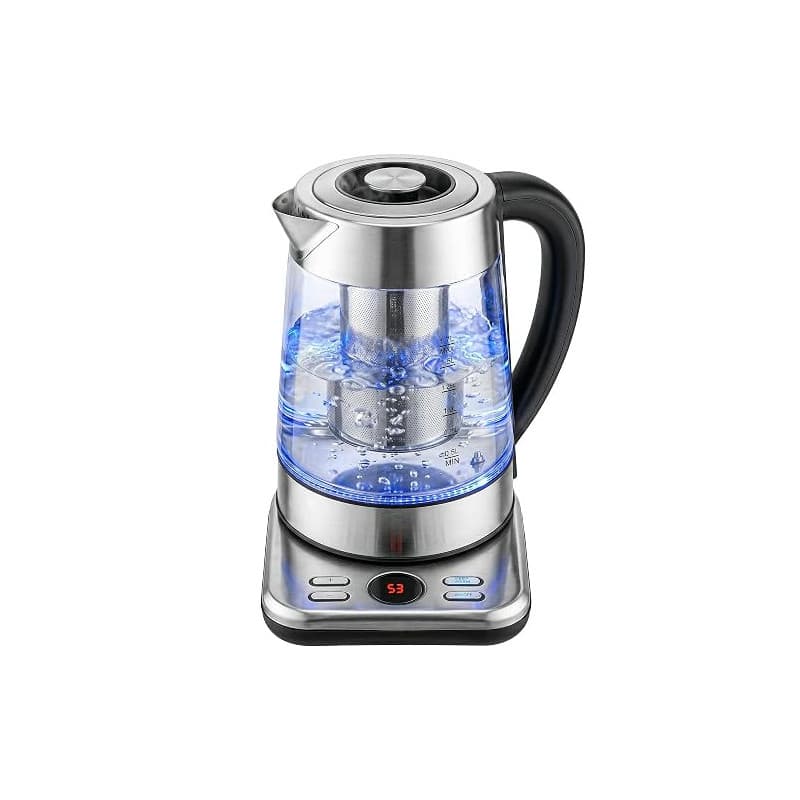 HOMCOM Bouilloire Électrique 1,7L, Ébullition Rapide 2200W avec Thermostat Strix, Infuseur à Thé, Fonction Maintien au Chaud, Ar
