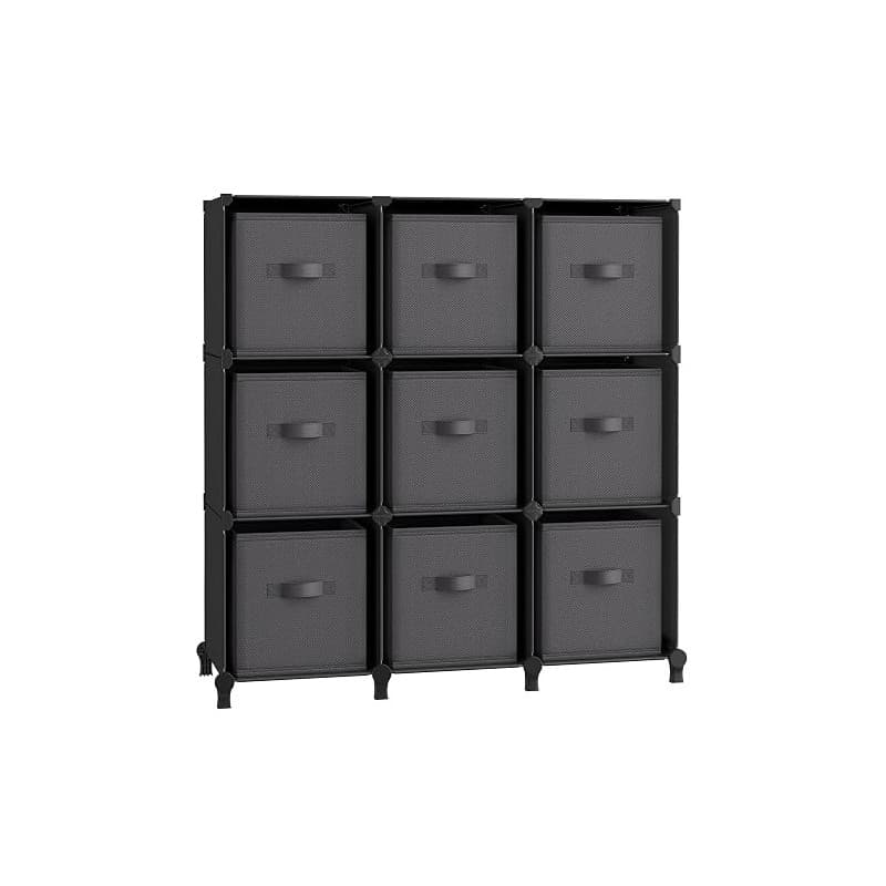 SONGMICS Meuble de Rangement avec Boîtes, Meuble à 9 Cases pour Vêtements, Étagères en Tissu Non-tissés, Personnalisable, Extens