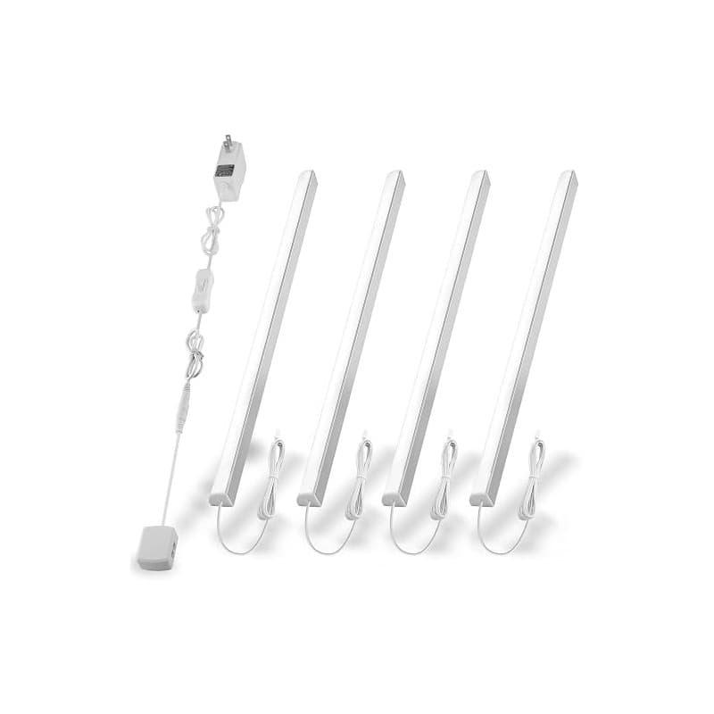 Cefrank Eclairage LED pour Vitrine: Lot de 4 Barres 31cm en V, 1200lm, 12W, Blanc 6000K - Parfait pour Armoires.