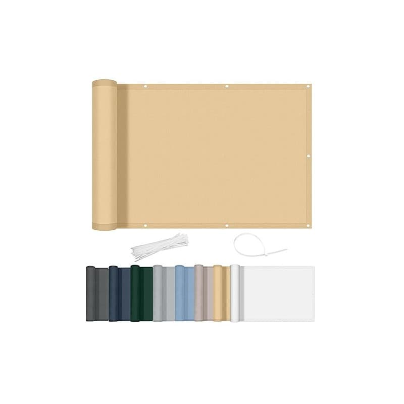 AXT SHADE Brise Vue Balcon 90x300cm Imperméable Cache Vue Balcon Protection UV Opaque Résistant aux Contre Vent avec Trous et Se