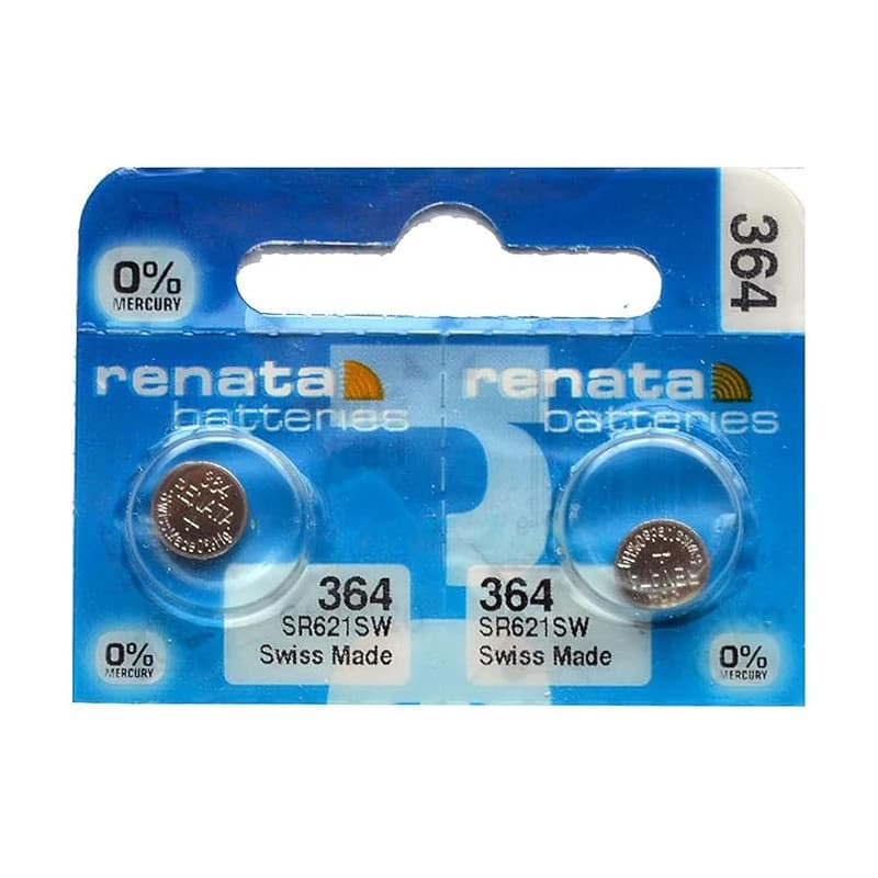 Renata 2X Batterie Montre - Fabriqué En Suisse Toutes Les Tailles Argent Oxyde Batteries , 364 (Sr621Sw)