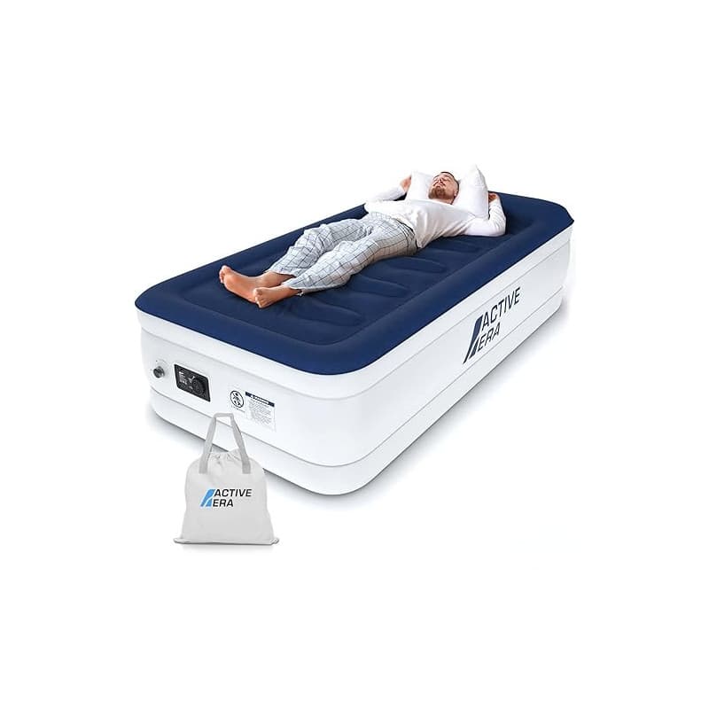 Active Era Matelas Gonflable 1 Personne – Confort Ultra Doux, Finition Luxe, Lit Gonflable avec Pompe Électrique, Support Stable