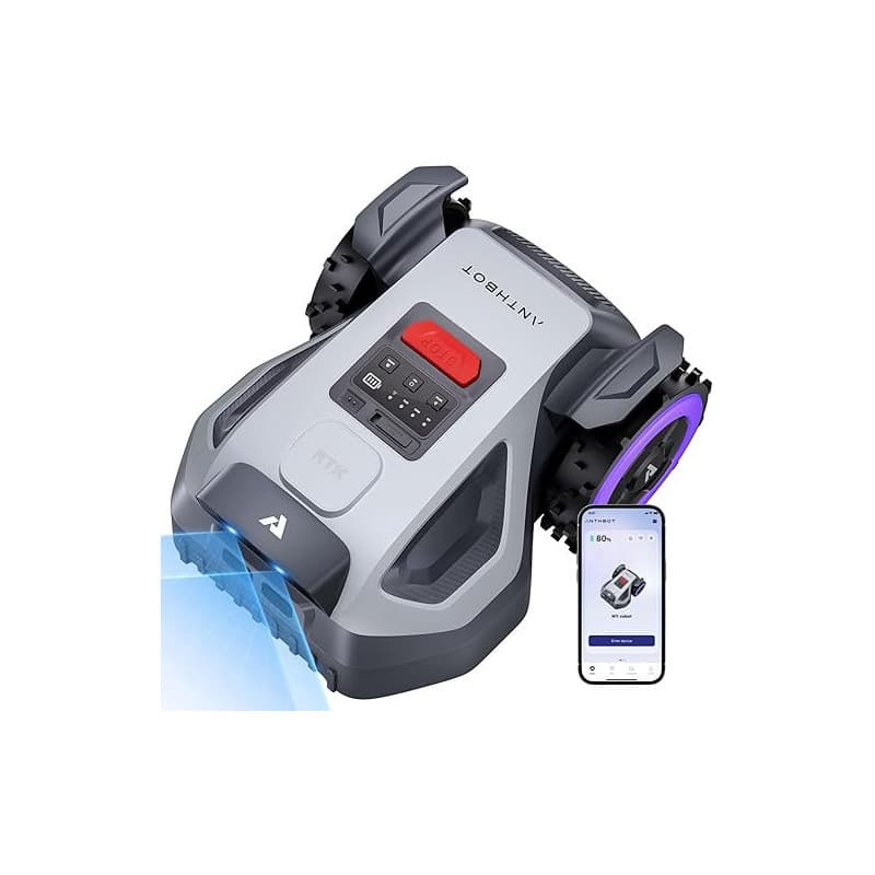 ANTHBOT Robot Tondeuse M5, 500-700㎡,150㎡/h, NetRTK + 4G, Cartographie Automatique, Double Vision IA, Gestion Multi-Zones, APP Co