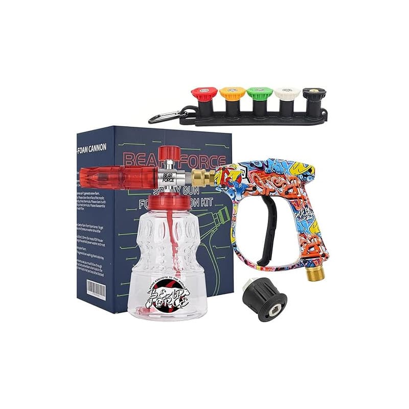 BEAR FORCE Pistolet pulvérisateur pour nettoyeur haute pression M22-ID14mm et raccord rapide 1/4" lance à mousse de neige 1 L ki