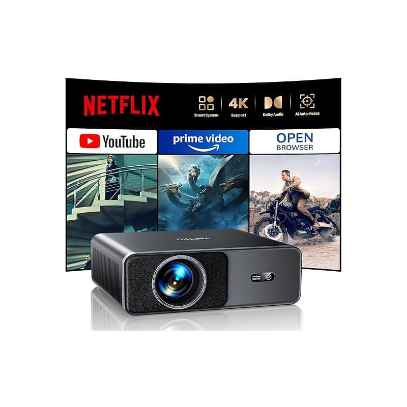 Videoprojecteur 4K Home Cinema, 1000 ANSI Portable Projecteur Video Compatible Netflix, Audio Dolby 20W, TOPTRO FHD 1080P HDR10