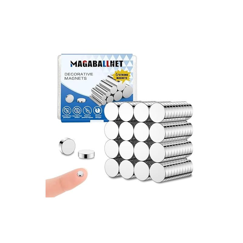 MAGABALLNET 100 Pcs 5x2 mm Aimant Puissant | Petits Aimants Ronds, Mini Aimant Néodyme, Aimant Frigo En Nickel Argent Pour Table